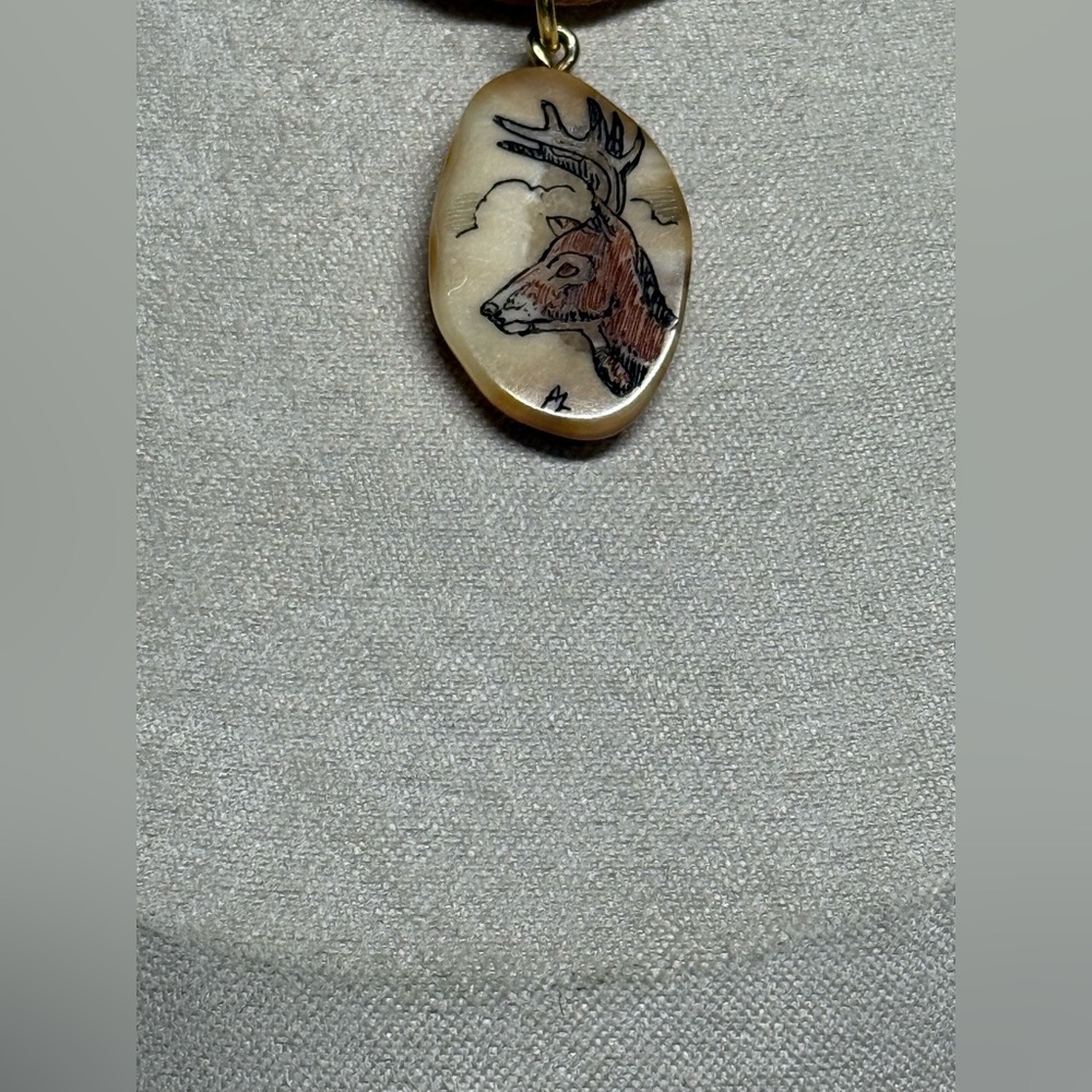 Etched Deer Antler Pendant
